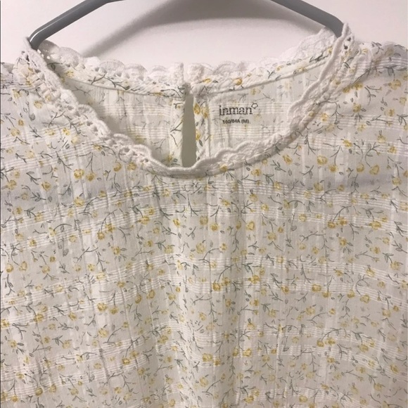 Inman short sleeve yellow floral Blouse size M fits small - Picture 4 of 4